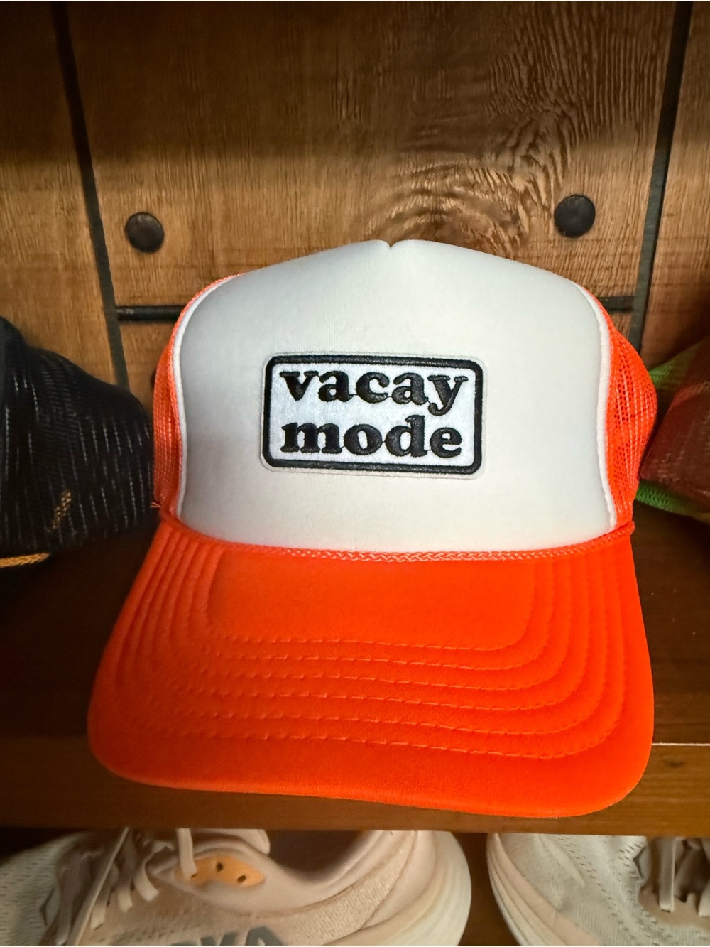 Vacay Mode Orange & White Trucker Hat
